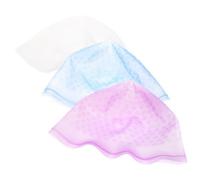 iplusmile Set da 3 Cappelli in Silicone Bianco per Tintura Chioma con Uncini Metallici, Tappo Colorante Riutilizzabile per Salone, Cuffia con Fori per Evidenziare Ciocche, Taglia Unica