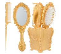 iplusmile Set Da 5 Pezzi Pettine Per Chioma e Spazzola Districante Vintage Con Portaspazzole Porta Cosmetici Elegante Per Tutti i Tipi Di Chioma Uso Quotidiano in Casa
