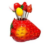 iplusmile Set di Forchette da con Supporto in Metallo con Base a Fragola Rossa, Leggere e Robuste Design Cartoon Adorabile Stili multipli per Insalate e Coppe di Stili multipli