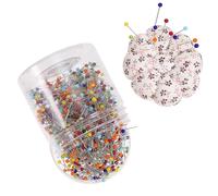 iplusmile Set Spilli con Testa in Vetro a Sfera 750 Pezzi 4X38Mm per Cucito Artigianale e Quilting con Scatola Pet e Porta Spilli a Zucca Accessorio per Lavori Tessili e Decorazioni Abiti