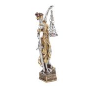 iplusmile Statua in Resina Dea della Giustizia con Scala della Giustizia Scultura Artistica per Decorazione Ufficio Avvocato Simbolo di Equità Base Quadrata Argento