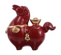 iplusmile Statuetta Cavallo Cinese Rosso in Ceramica, Stile Dinastia | Decorazione per Scaffali e Tavoli, Finitura Lucida, Simbolo di Fortuna e Successo, Regalo Capodanno Lunare