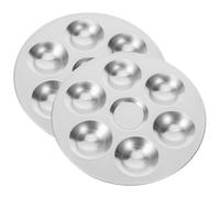 iplusmile Tavolozza per Acquerelli in Alluminio 2 Pezzi 6 Fori, Antiruggine e Facile da Trasportare, Vaschetta Rotonda per Pittura Artistica Design Delicato
