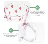 iplusmile Tazza in Vetro Trasparente con Ampia Bocca e Scala Bicchiere per Colazione Tema Fragola Multiuso per Acqua Latte e Bevande Design Elegante e Facile da Pulire Riutilizzabile