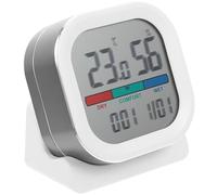 iplusmile Termometro Igrometro da Tavolo Precisione Elevata Display LCD con Orologio per Terrario e Incubatrice Materiali Abs e Alluminio Resistente
