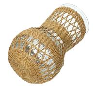 iplusmile Vaso Trasparente per Fiori Secchi con Copertura Intrecciata in Rattan Vaso Decorativo Interno Semplice e Naturale per Soggiorno Ufficio e Camera da Letto Design Manuale Superficie