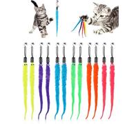 IPNSDON 12 giocattoli gatti, giocattolo vermi, campana di ricambio, imbottitura di ricambio, giocattolo interattivo la caccia al gatto coda peluche, accessorio ricambio l'addestramento del gattino