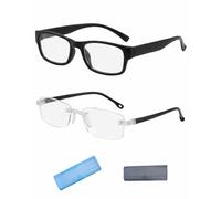 IPNSDON 2 set di occhiali presbiopia,con 2 custodie per occhiali, anti-luce blu per uomini e donne, professionali per miopia e presbiopia