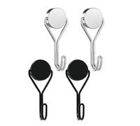IPNSDON 4 pezzi ganci magnetici, ganci neri super magnetici per cucina, gadget, camera da letto, armadietto, scrivania, frigorifero, luci decorative appese, attrezzi da giardino (nero, argento)