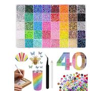 IPNSDON 40 Colori Bedazzling Kit 32000 Pezzi Kit Di Strass Jelly Da, Gemme Piatte Multicolore Da 3 Mm Per Lavori Creativi,Kit Di Decorazione Con Pinzette E Penna,Libri,Scarpe,Unghie,Trucco Artistico