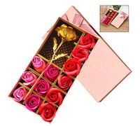 iPobie 12 pezzi Fiori di Sapone Profumata,Profumato per il Bagno Petali Rosa Fiore del Sapone Creativo Regalo per Anniversario/Compleanno/Matrimonio/San Valentino