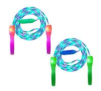 iPobie 2 Pezzi Corda per Saltare,Corda per Saltare Bambini LED Illuminata Regolabile e Tre modalità di Illuminazione,Fitness