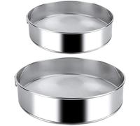 iPobie 2 Pezzi Setaccio Farina,Setaccio da Cucina,15CM+20CM Rotondo in Acciaio Inossidabile Setaccio Farina,Riutilizzabile Setaccio da Cucina per Torte Verdura