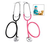 iPobie 2 pezzi Stetoscopio Giocattolo,Stetoscopio per Bambini Stetoscopio Funzionante per cosplay,Rosa e Nero