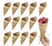 iPobie 50 pezzi Coni Portariso Matrimonio,Bomboniere per Matrimoni Coni Portariso Kraft Carta per Caramella Confetti Riso Scatole