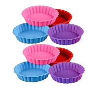 ipobie 8 pezzi Stampo Crostata in Silicone,Mini Pirottini da Forno Riutilizzabili Torta Stampo Rotondo per Cupcake,Pastichieria,Torta e Muffin