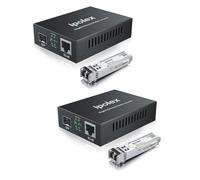 ipolex Convertitore Multimediale Gigabit Ethernet, Porta SFP 1,25G Convertitore di Media a Fibra Ottica, Multimodale LC Convertitore Multimediale con Modulo SFP-SX(850-nm, 550-m@OM2OM3MMF). 2-Pack.