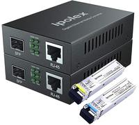 ipolex una coppia di Convertitore di media di Ethernet di gigabit, 1.25G SFP porta, fibra LC a Ethernet monomodale Convertitore di media con BiDi SFP-LX modulo(1310-nm/1550-nm, 20-km@OS1OS2SMF) 1-Pack