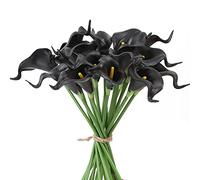 IPOPU 24pcs Black Calla Lily Artificial Flowers for Wedding Centerpieces, DIY Floral Decor, Home Decoration