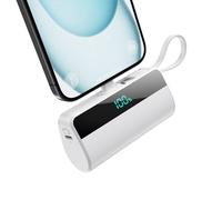 iPosible Mini Power Bank 5500mAh per iPhone con Cavo USB C Integrati, 20W PD Ricarica Rapida Caricatore Portatile Powerbank Compatto Batteria Esterna per iPhone 16/15/14/13/12/11/8/7/6 serie