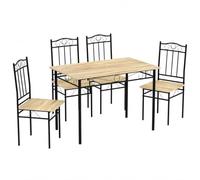 IPOTIUS Tavolo da Pranzo con 4 Sedie,Set per 4 Persone,Faggeto & Nero,109cm | Set da pranzo 5 pezzi in MDF effetto faggio con gambe in metallo nero, ideale per cucina, sala da pranzo e piccoli spazi