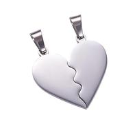 Ipotkitt 1 set di 2 ciondoli a forma di cuore diviso in acciaio inox 304, per collane, bracciali, gioielli fai da te, orecchini, artigianato
