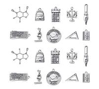 Ipotkitt 100 ciondoli in lega, 10 stili, fisica, chimica e matematica, in stile tibetano, ornamenti per gioielli fai da te, 17-25 x 12-26 mm