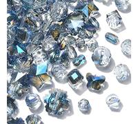 Ipotkitt 100 perline di vetro placcate azzurre sfaccettate di forma mista di cristallo a forma di stella ovale distanziatore perline rotonde per fai da te gioielli artigianali