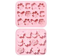 Ipotkitt 2 Stampi in Silicone a Forma di Fiore Rosa e Farfalla per Caramelle, Piante, Animali - Griglia di Ghiaccio, Stampi per Cioccolato Primaverile per Feste Fai da Te