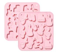 Ipotkitt 2 stampi in silicone per biscotti a forma di note musicali, rosa, strumenti per fare torte fai da te, budino al cioccolato, mousse
