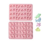 Ipotkitt 2 stampi in silicone rosa a tema marino, animali marini, polpi, stelle marine, balene, delfini, per decorazioni fai da te per torte, cioccolatini, caramelle artigianali