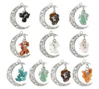 Ipotkitt 20 ciondoli a forma di luna crescente in 10 colori, in argento antico, con cristalli celesti, per fai da te, artigianato, gioielli, collane, orecchini