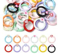 Ipotkitt 24 chiusure a molla smaltate in 12 colori, in metallo, rotonde, con cuore a molla, carini, moschettoni, per borse fai da te, portachiavi, creazione di gioielli