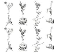Ipotkitt 80 ciondoli sportivi in stile vintage, 8 stili, a forma di cheerleader, ginnasta, ballerina, accessori per la creazione di gioielli, collane e bracciali fai da te