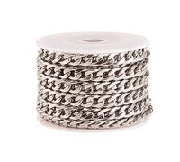 Ipotkitt Catena a maglia cubana non saldata in acciaio inossidabile 304, 5 m, con bobina, per accessori fai da te, 7,5 x 2 mm