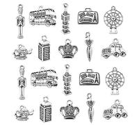 Ipotkitt Ciondoli in stile tibetano con lettere dell'alfabeto da viaggio, con chiave, tarocchi, croce, nodo, teschio, pistola, pianeta, vampiro, pesce, tartaruga, ciondoli per gioielli fai da te