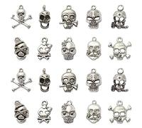 Ipotkitt Ciondoli in stile tibetano con lettere dell'alfabeto da viaggio, con chiave, tarocchi, croce, nodo, teschio, pistola, pianeta, vampiro, pesce, tartaruga, ciondoli per gioielli fai da te