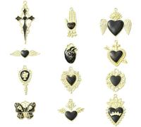 Ipotkitt Ciondoli smaltati assortiti a forma di palla di tarocchi di Natale, ciondoli messicani per collane fai da te, bracciali, orecchini, forniture artigianali, Smalto, Nessuna pietra preziosa