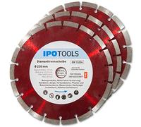 IPOTOOLS Disco Diamantato 230 3x Disco Diamantato 230 Disco Diamantato Per Calcestruzzo, Mattoni, Pietra Naturale, Pietra Naturale, Pietra, Segmento 10mm, Foro 22,23 Mm