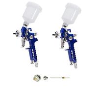 IPOTOOLS Mini pistola a spruzzo HVLP 0,5 mm & 0,8 mm + ugello da 1,0 mm - Sistema di spruzzo professionale H2000 con bicchiere di plastica da 125 ml e ugello in acciaio inox 0,5 mm 0,8 mm + set di