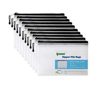 ipow 10pcs Sacchetto di Zip Impermeabile A5,Borse di File Mesh con Cerniera,Busta Sacchetto Portadocumenti per Uffici,Busta Plastica Trasparente per Cosmetici Forniture Archivio