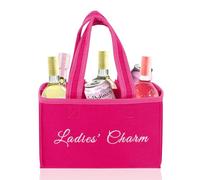ipow “LADIES' CHARM” Borsa a Mano Donna Portabottiglie in Feltro per 6 Bottiglie Borsa da Trasporto Divertente per Donne, Mamma, Compleanno, Festa della Mamma o Serata tra Ragazze
