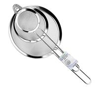ipow Set di 3 Colini Acciaio Inox 304 Maglia Fine 7/12/18 cm, Scolapasta con Manico Rinforzato, Setaccio da Cucina per Pasta, Riso, Verdura, Filtro Farina, Albume, Cibi Fritti (Argento)