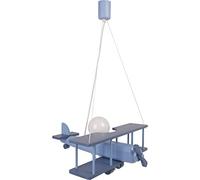 IPP Lampadario a Sospensione per Cameretta Bimbi, Lampada Aereo in Legno Colorato, 45x42 cm (Celeste)