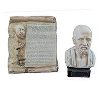 Ippocrate scultura busto e giuramento ippocratico in rilievo artefatto inglese