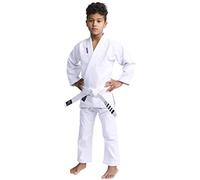 Ippon Gear BJJ GI Brazilian Jiu Jitsu Abito per Bambini con Cintura Bianca [Dimensione M1 I Materiale Pearl-Weave I Densità del Tessuto 350gr/m² I Materiale Resistente agli Strappi] Bianco