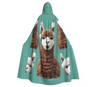 IPPONGET Alpaca Llama Stampa Unisex Full Length Cappuccio Spooky Halloween Costume Accessorio Medievale Strega Vampiro