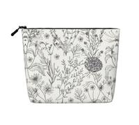 IPPONGET Beauty case con stampa di erbe e piante erbacee in fiore Borsa per il trucco a strato singolo con sacchetti con cerniera per le donne carino e portatile