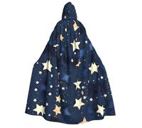 IPPONGET Blu Navy Cielo E Stelle Stampa Unisex Con Cappuccio Mantello Mantello Per Adulti Per Halloween Cosplay Fiere Rinascimentali Con Cappuccio