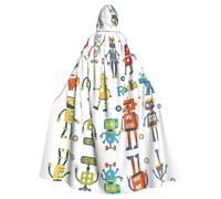 IPPONGET Carino Cartoon Robots Stampa Unisex Full Length Cappuccio Spooky Halloween Costume Accessorio Medievale Strega Vampiro